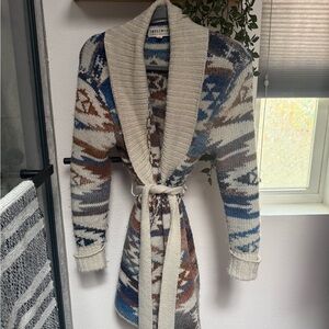Idyllwind Knit Cardigan with Blue and Brown Accents